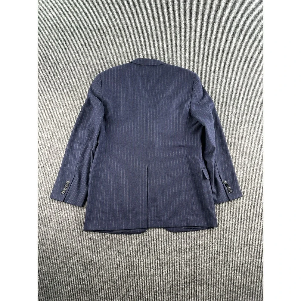 Hickey Freeman Suit Jacket 42 R Blue Wool Striped Premium Loro Piana USA Bespoke - Picture 7 of 16